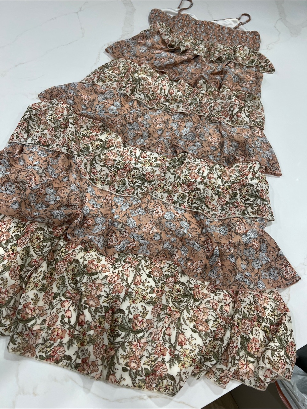 Baltic Born Pink and Cream Floral Tiered Maxi Dress size XLarge New W Tags - Picture 7 of 16